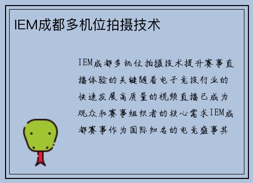 IEM成都多机位拍摄技术