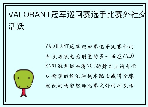 VALORANT冠军巡回赛选手比赛外社交活跃